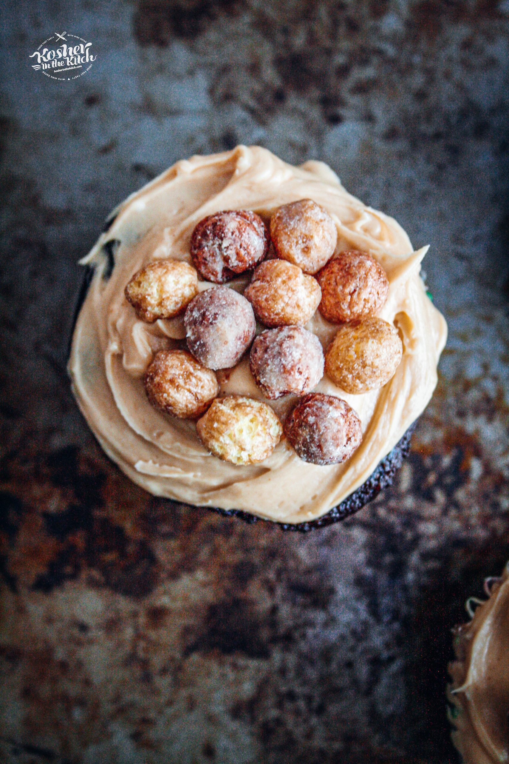 Chocolate Reese's Puffs Cupcakes with Peanut Butter Frosting Kosher