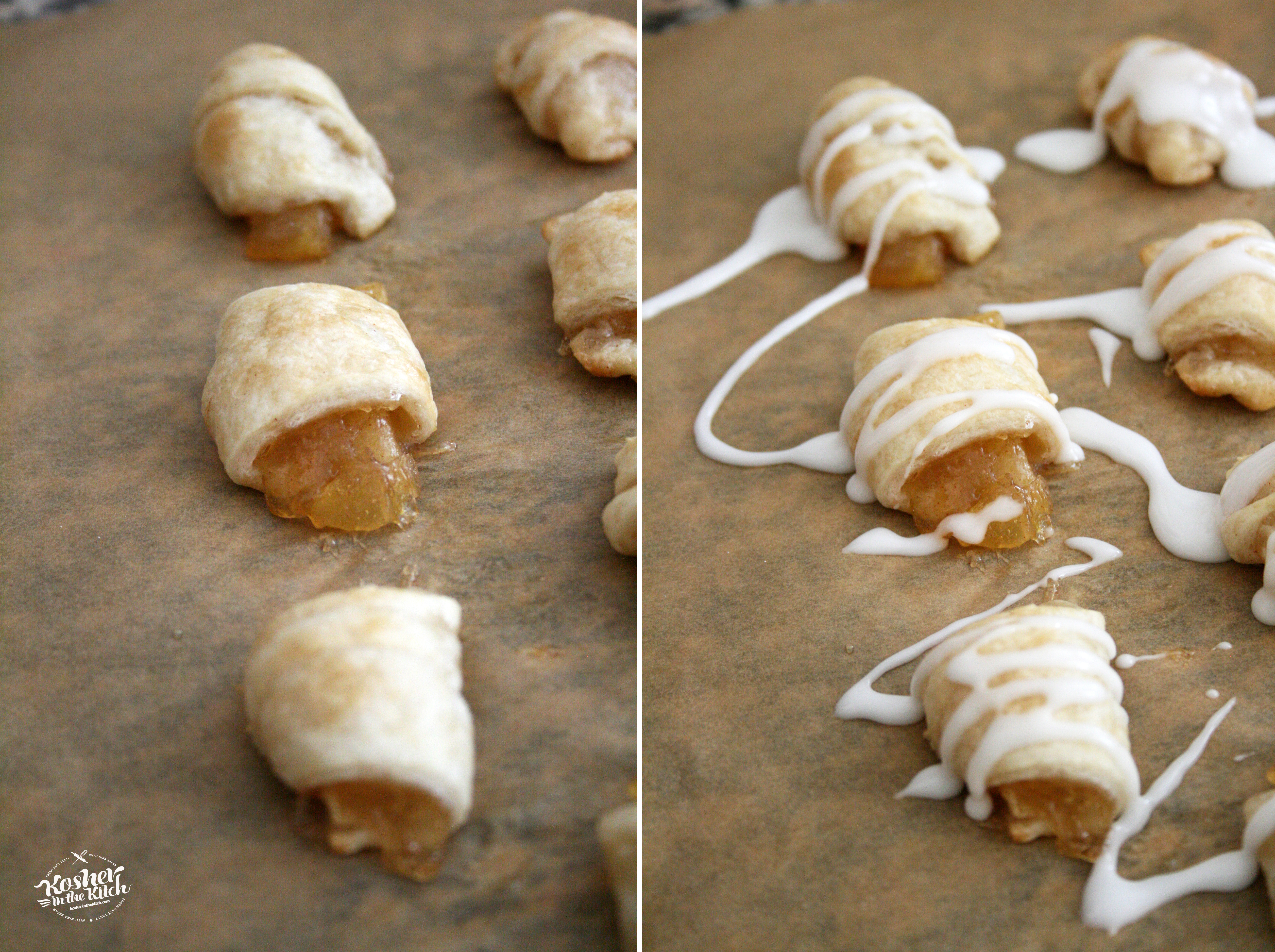 Allow rugelach to cool off before drizzling glaze on topa