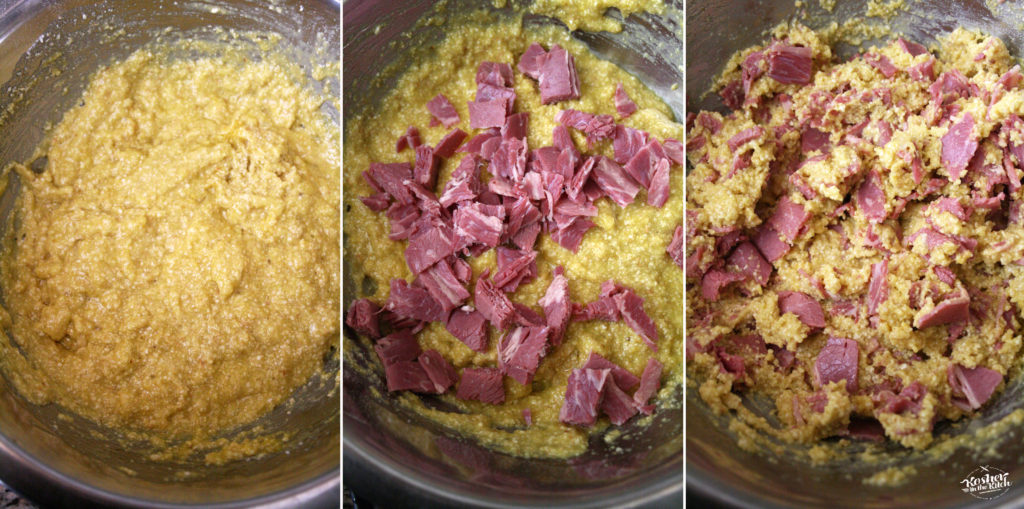 Combine matzo ball mixture with chopped corned beef