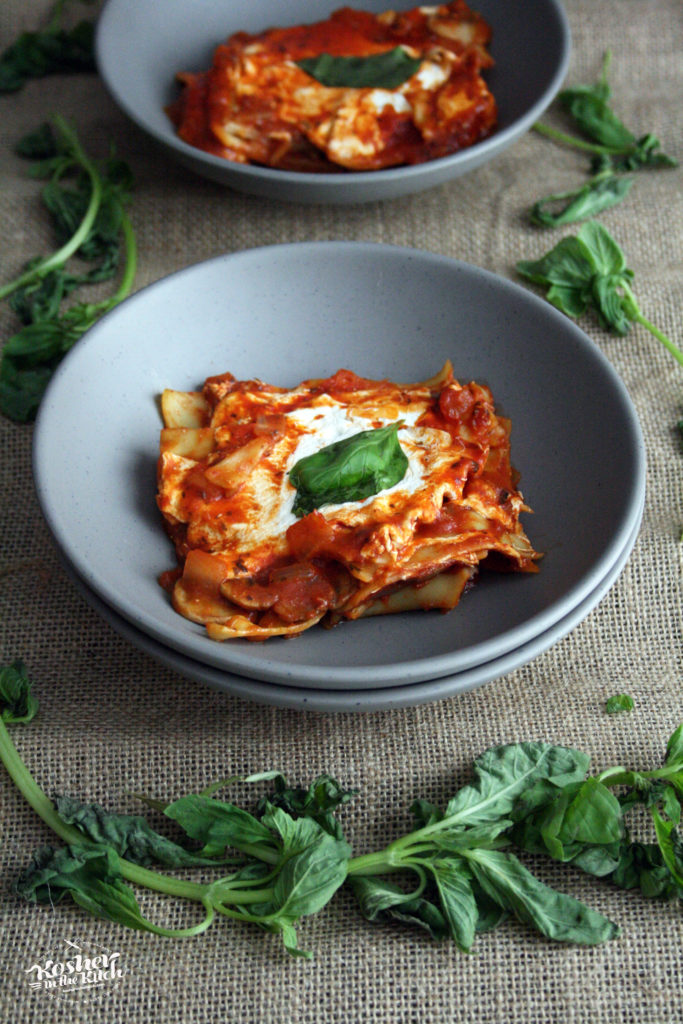 Skillet Lasagna with Mushrooms & Mozzarella