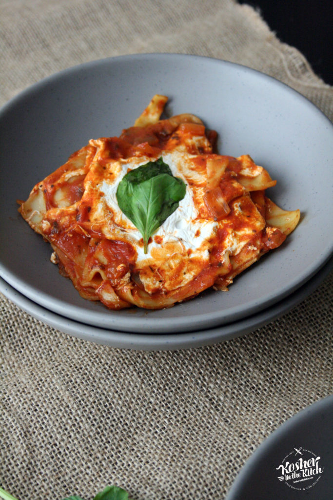 Skillet Lasagna with Mushrooms & Mozzarella