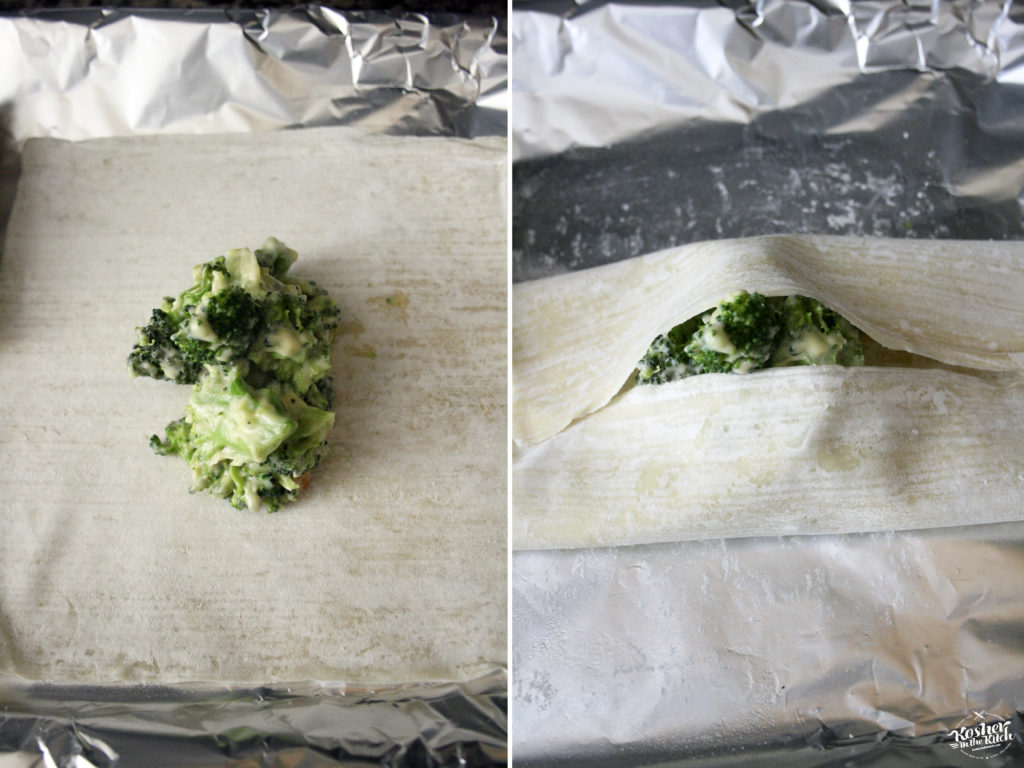 How to fold egg rolls, fill center then fold over top and bottom