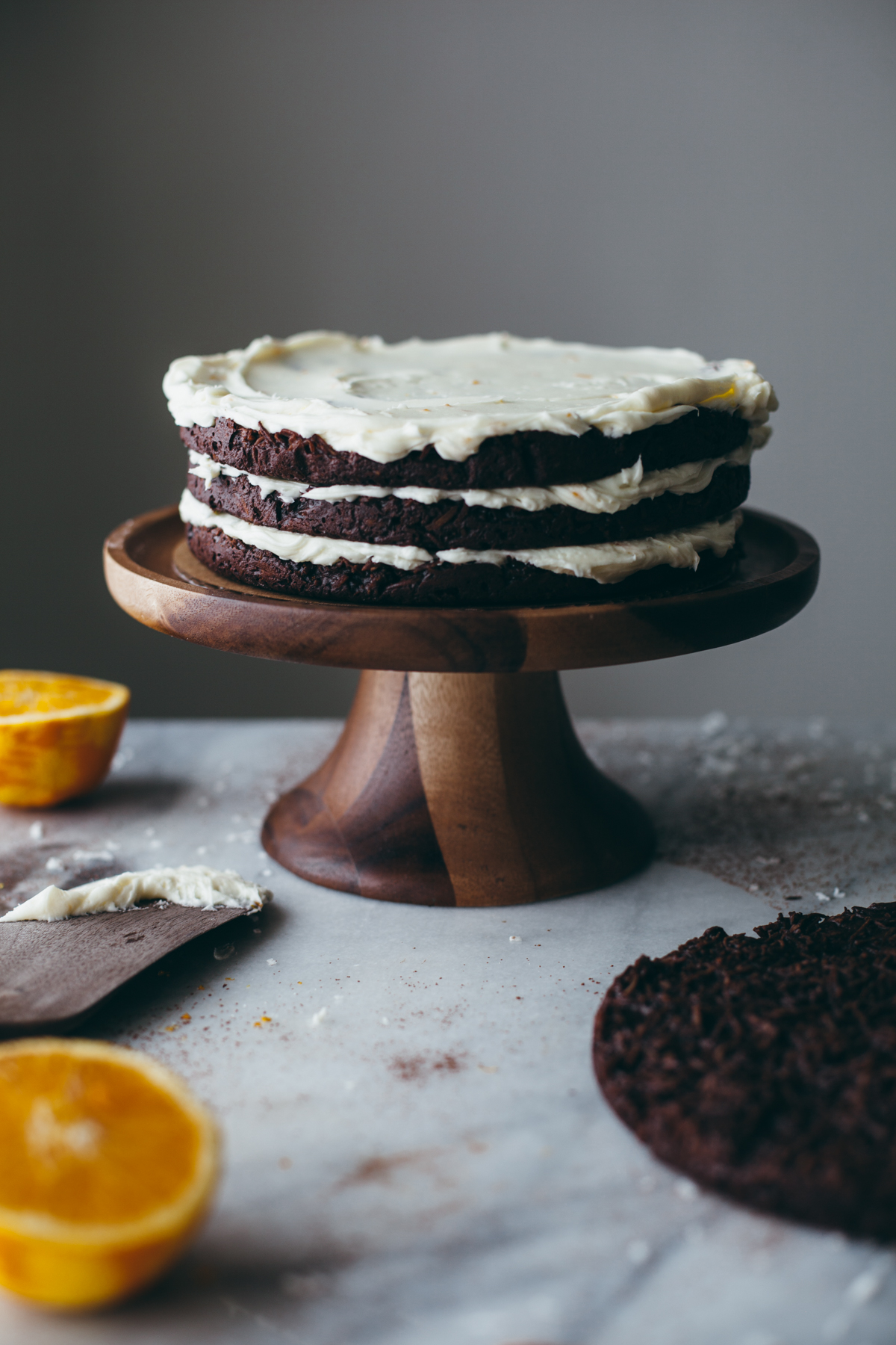 Chocolate Macaroon Cake with Orange Buttercream