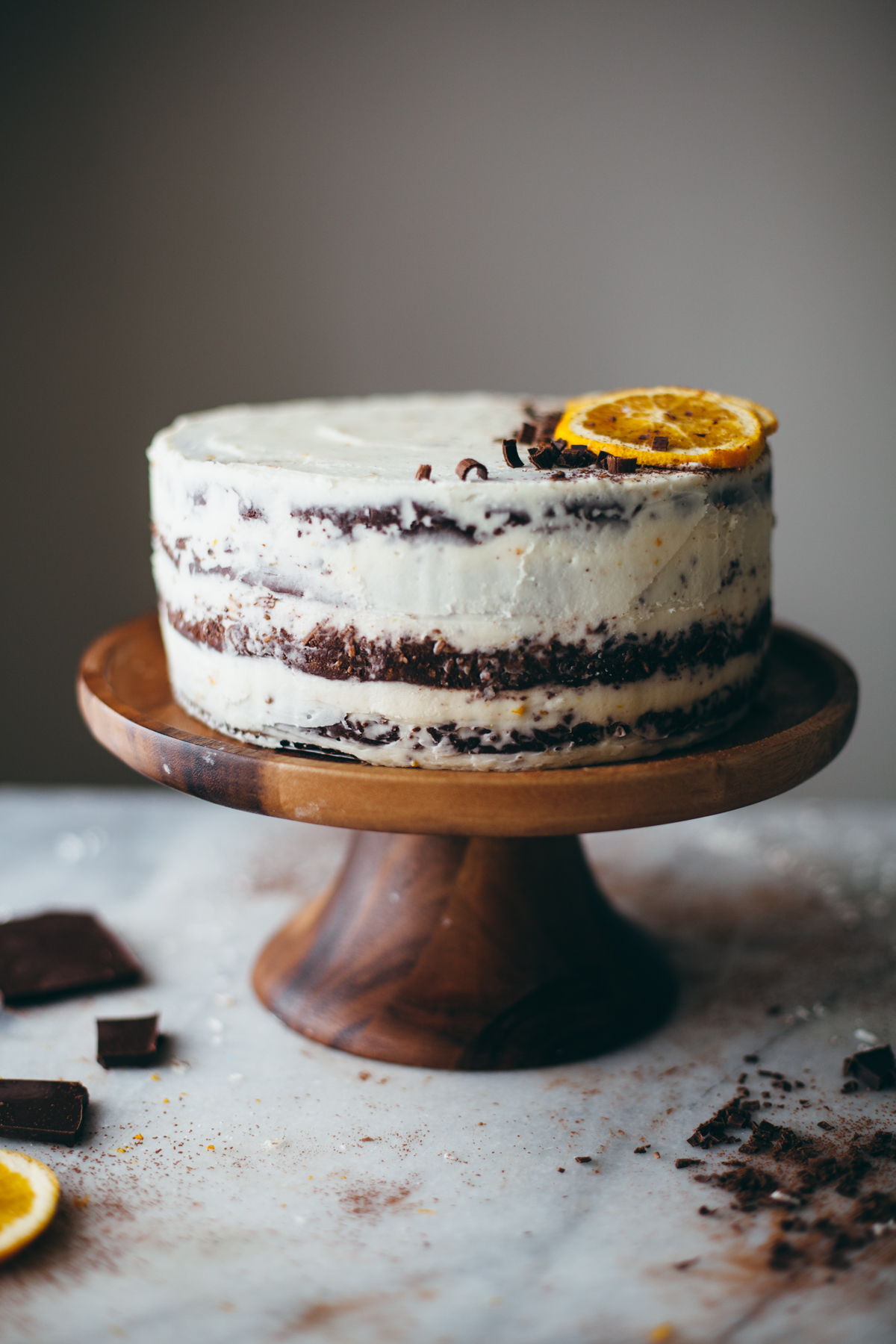 Chocolate Macaroon Cake with Orange Buttercream