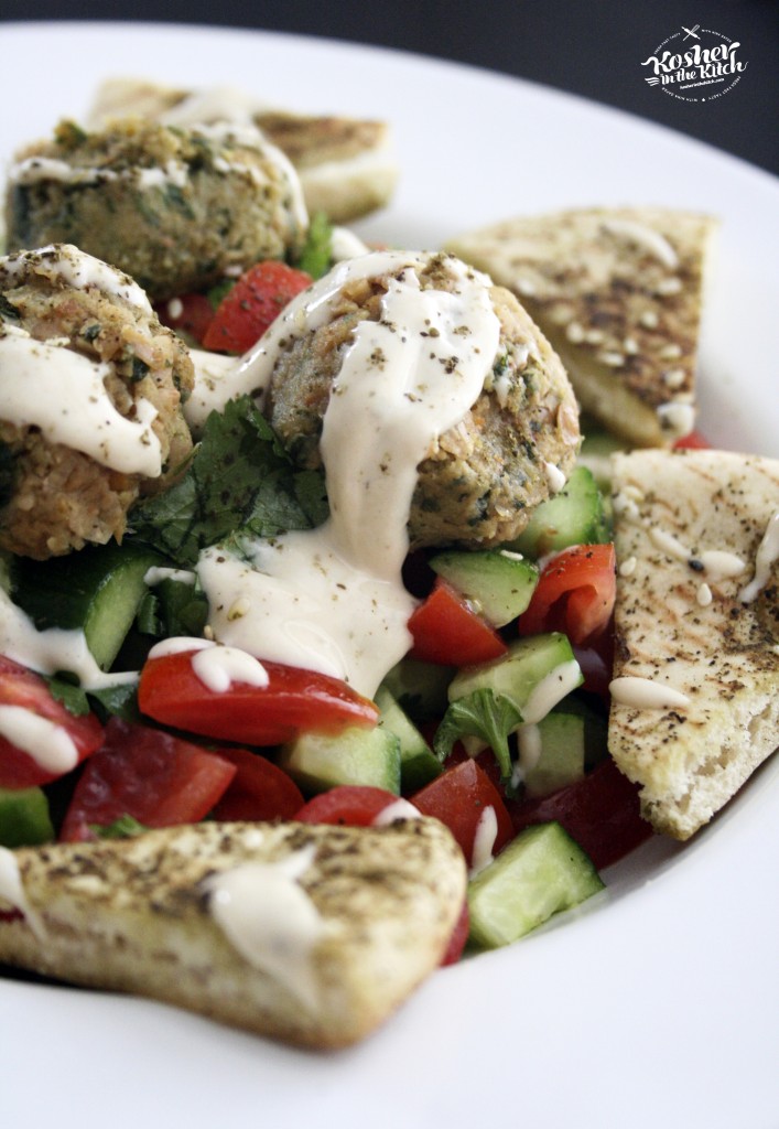 Falafel Salad with Zaatar Toasted Pita Chips