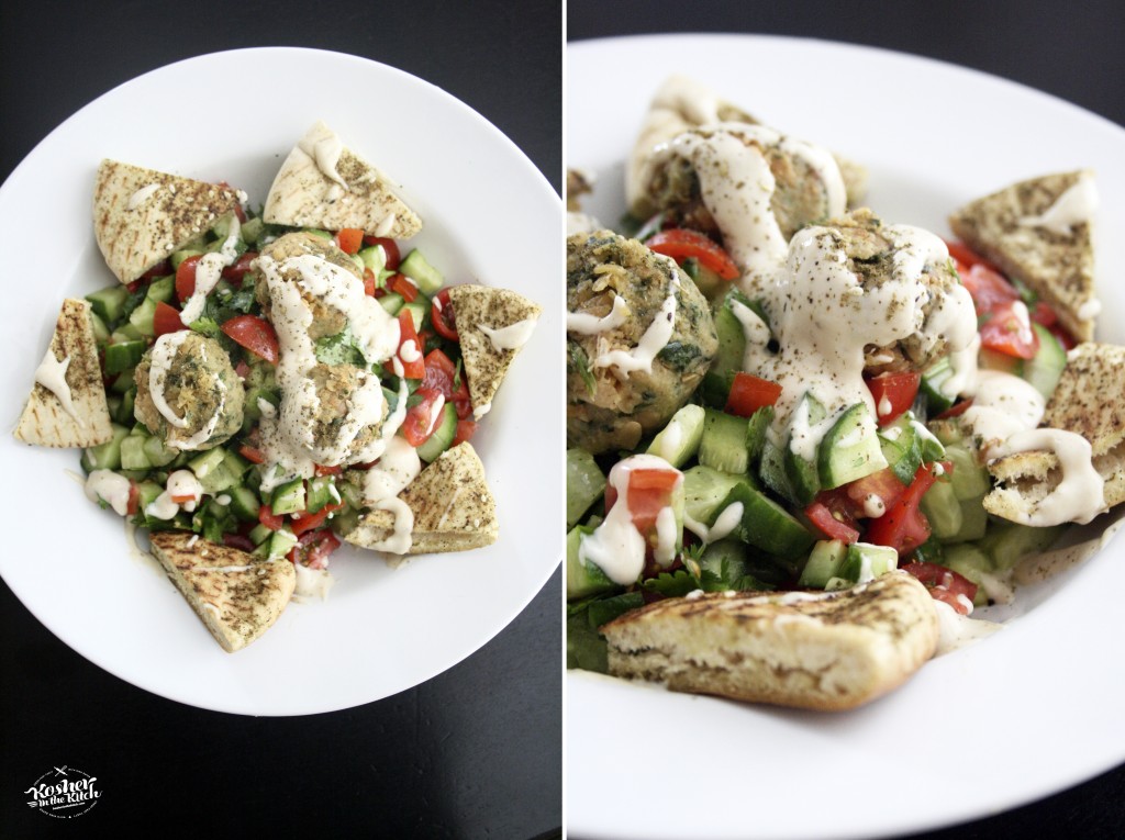 Falafel Salad with Zaatar Toasted Pita Chips