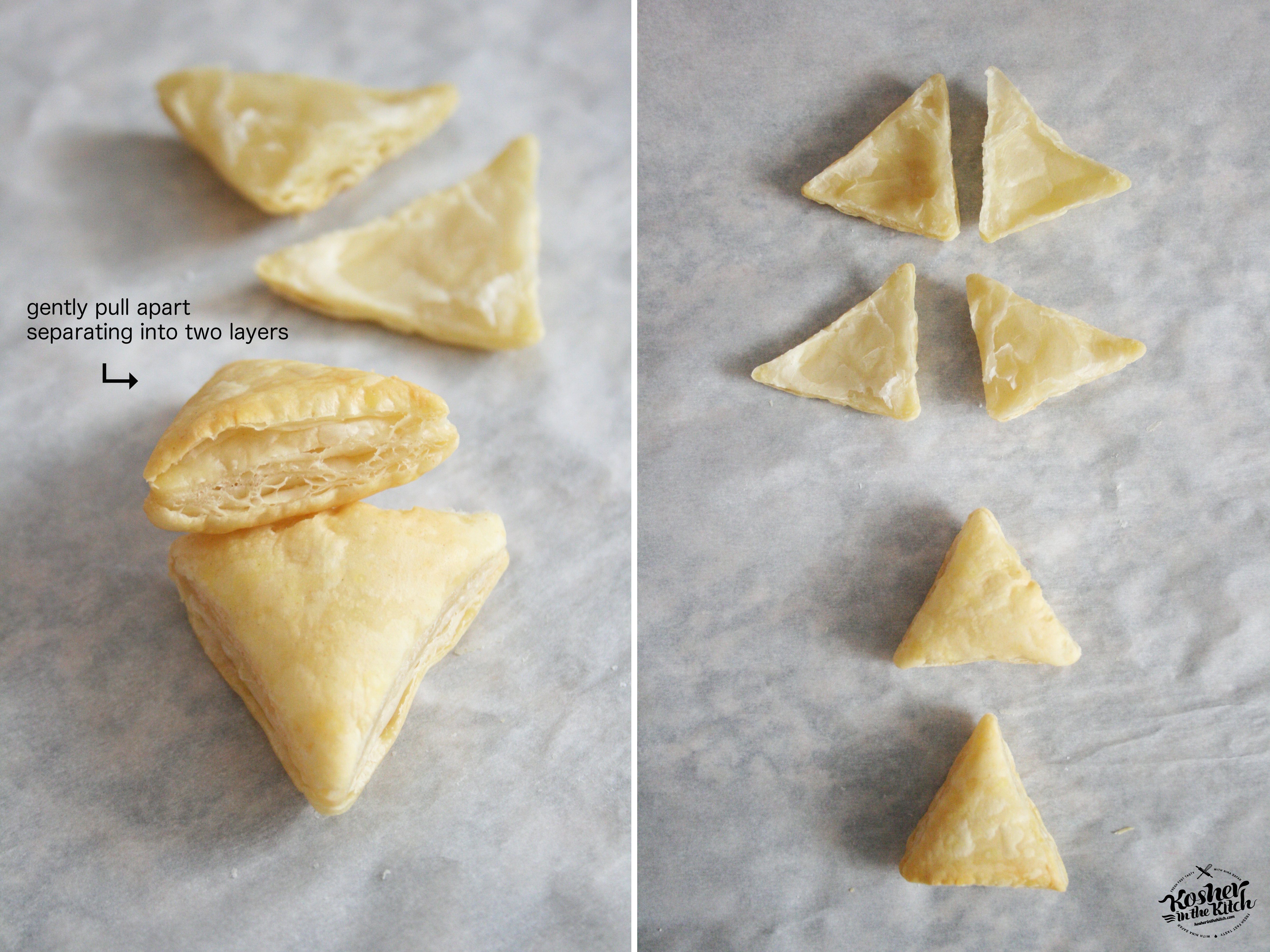 once baked, gently pull apart separating into two layers