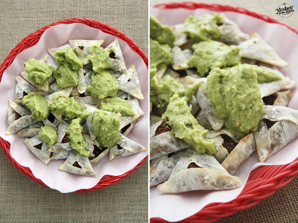 Place guacamole on top of nacho hamantaschen