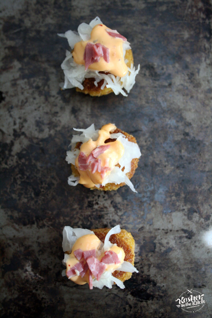 Reuben Stuffed Matzo Balls