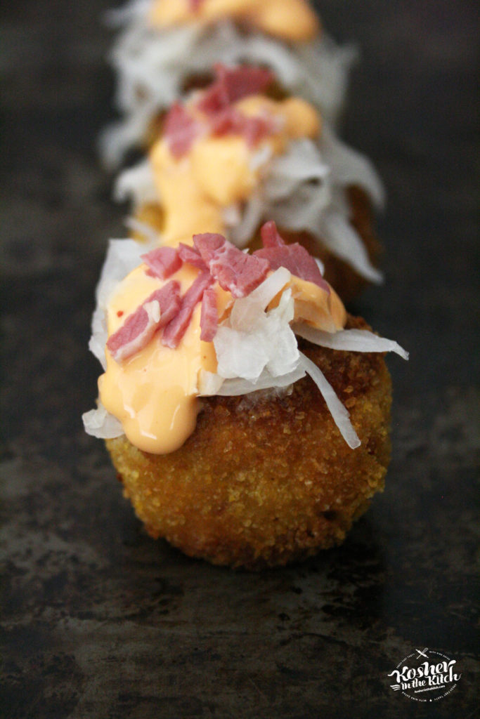 Reuben Stuffed Matzo Balls