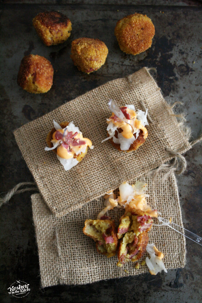 Reuben Stuffed Matzo Balls