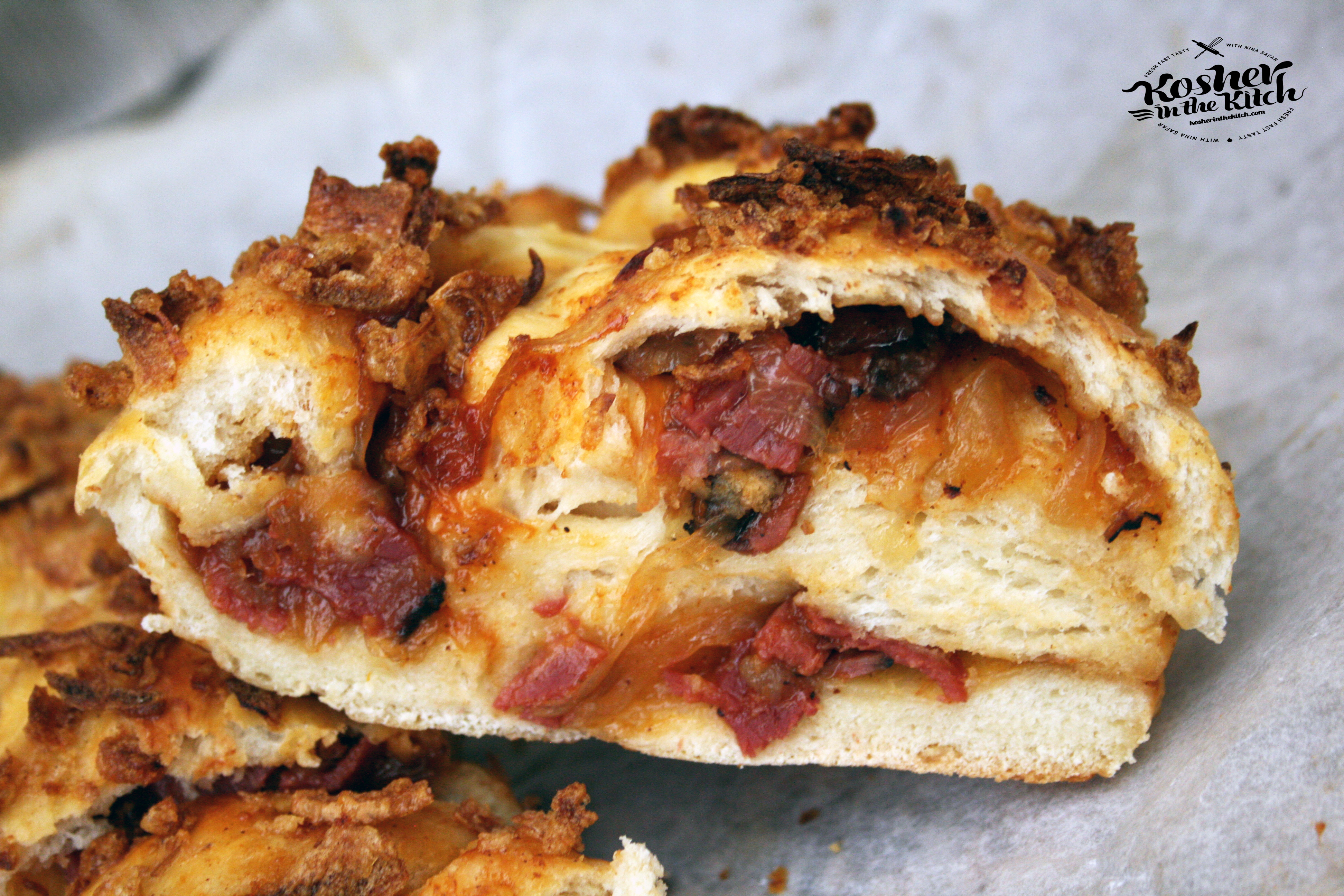 BBQ Pastrami Stuffed Challah - Kosher In The Kitch!