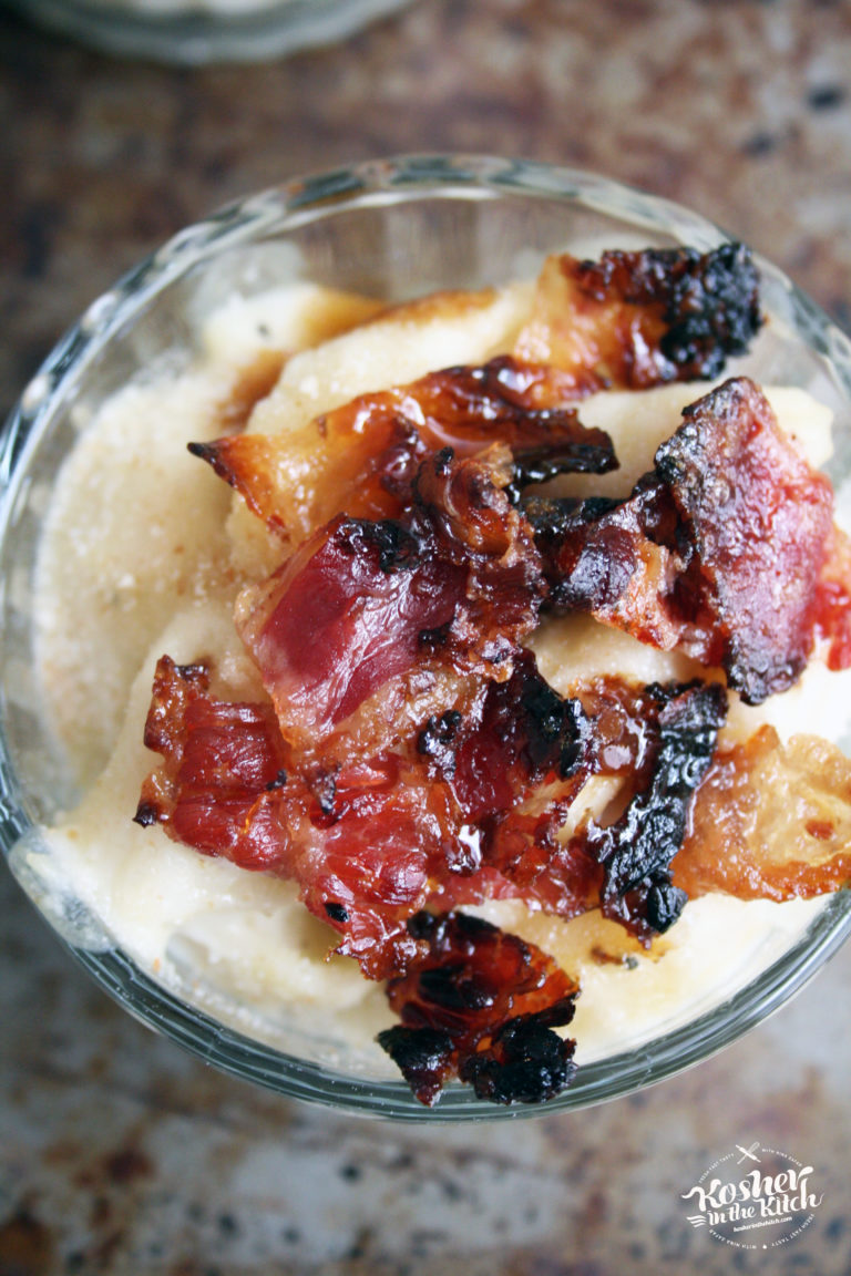 No Cheese Mac n Cheese with KOSHER Candied Beef Bacon Bits Kosher In