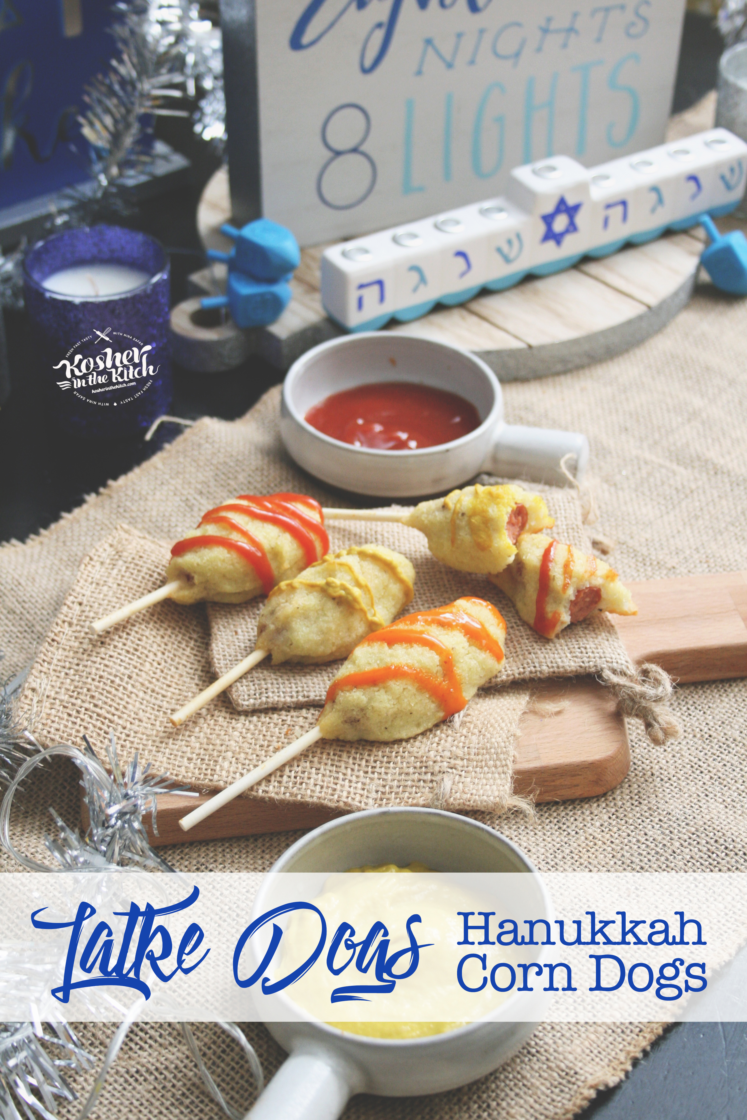 Latke Dogs {Hanukkah Corn Dogs} Mini Franks coated with Latkes Batter