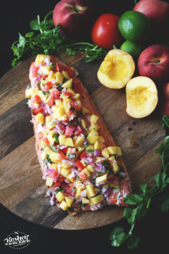 Spiced Salmon with Peach Salsa - Kosher In The Kitch!