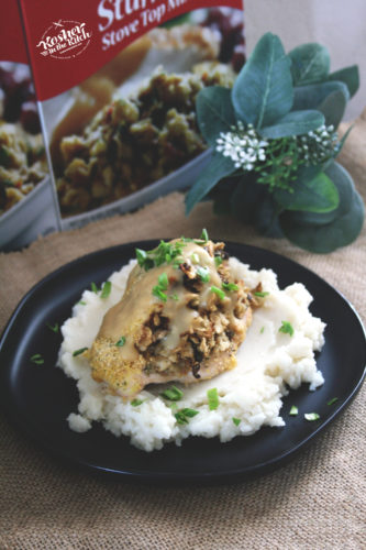 Thanksgiving chicken stuffed with stuffing and gravy