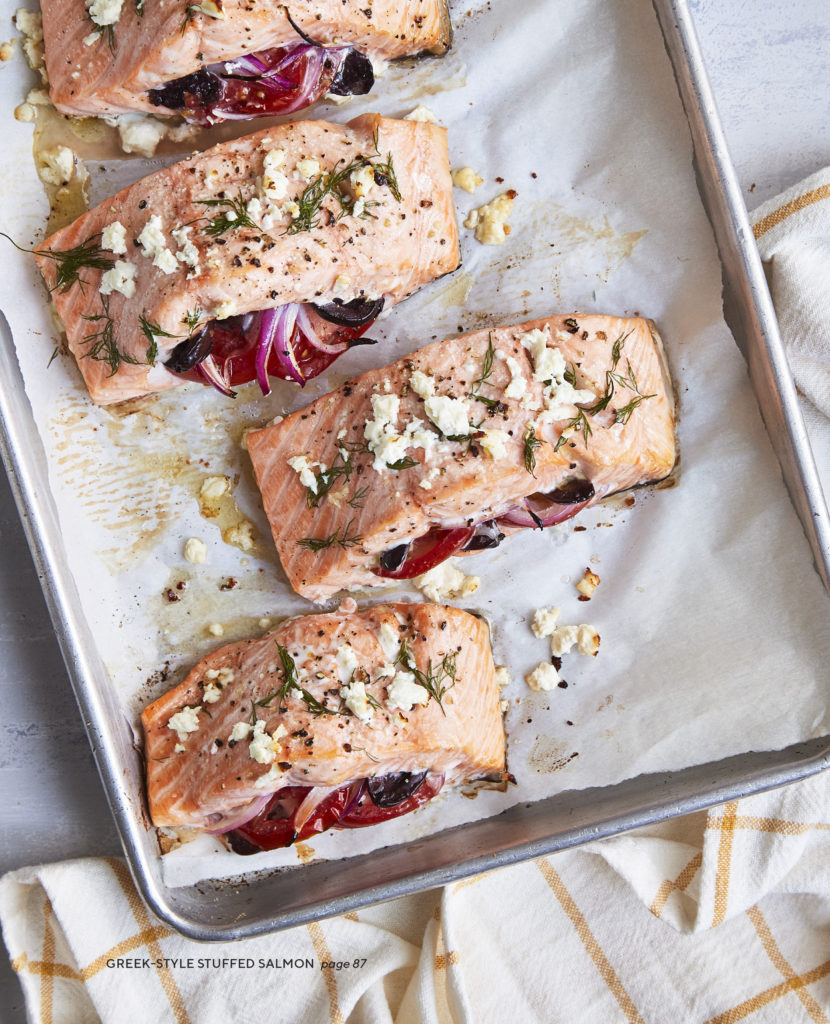 Greek-Style Stuffed Salmon from The Simply Kosher Cookbook