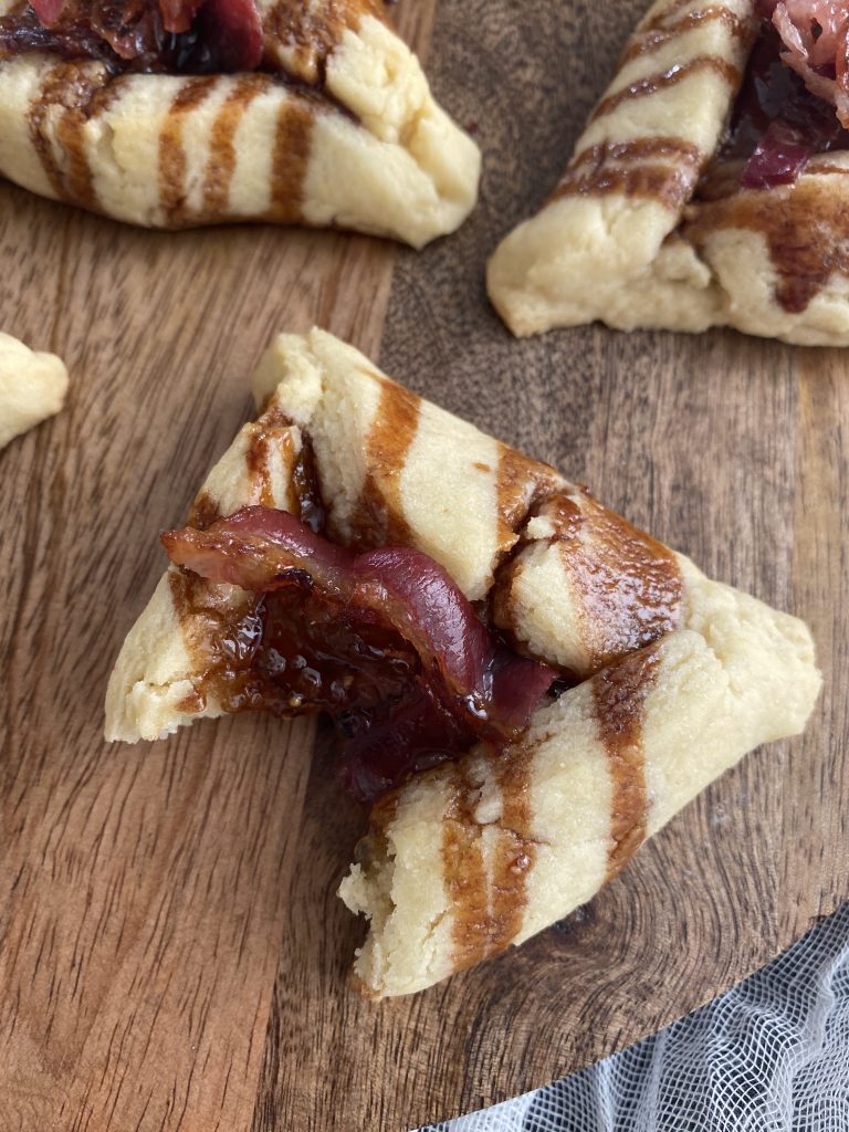 Candied Beef Facon Hamantaschen stuffed with Fig Jam