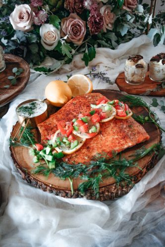 Spiced Salmon served with Tomato Jalapeno Salsa