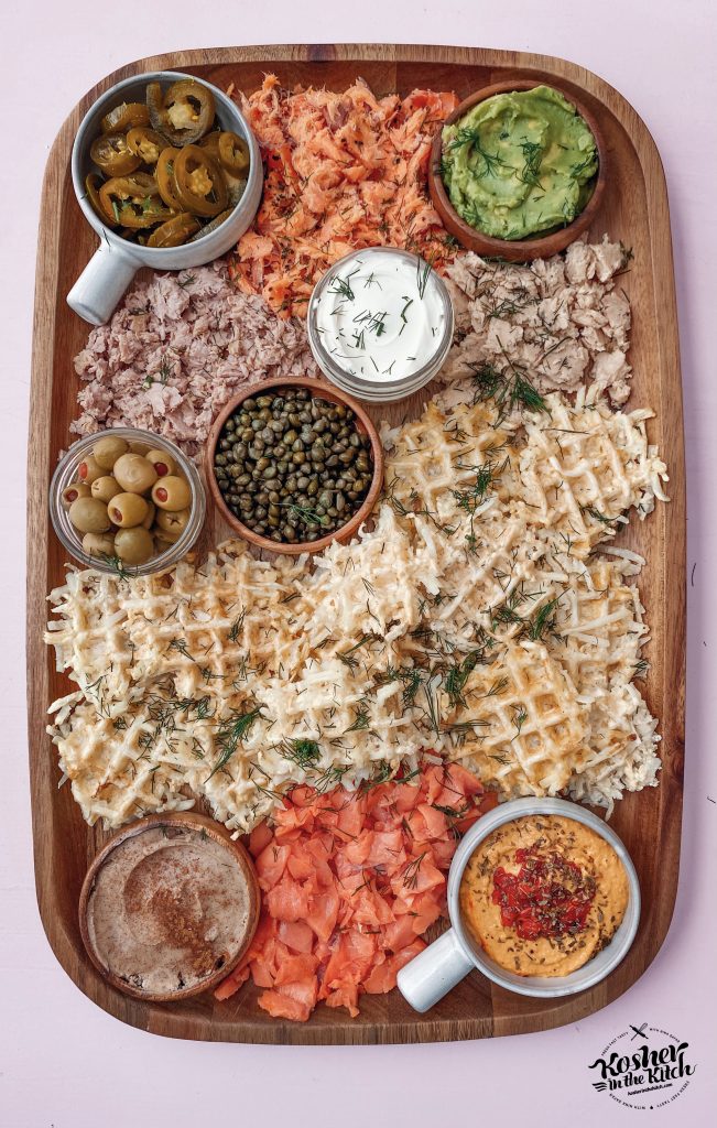 Waffle Latkes Brunch Board for Hanukkah