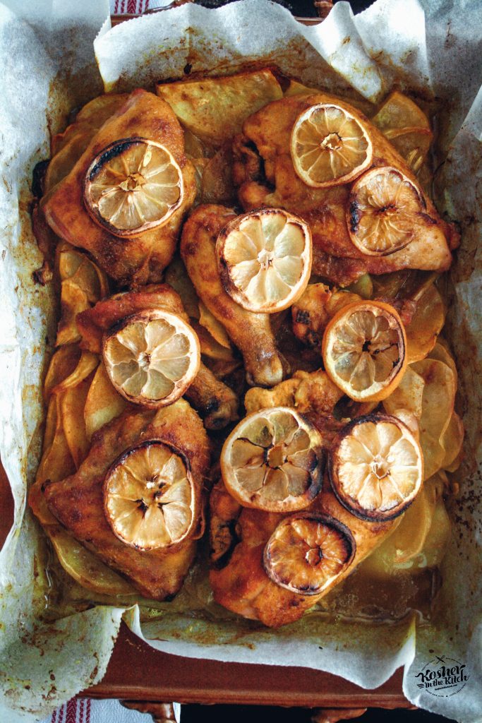 Spiced lemon Chicken with Onions & Potatoes