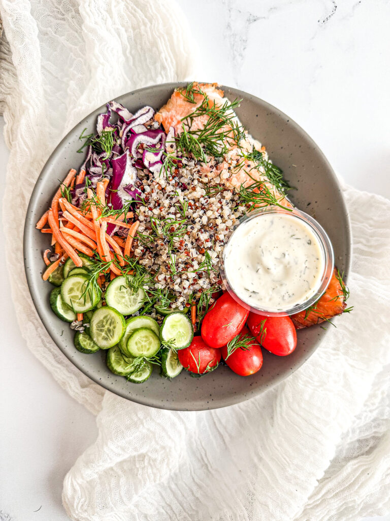 salmon quinoa bowls