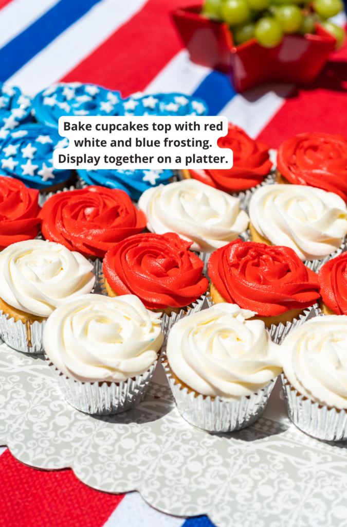 4th of July red white and blue cupcakes