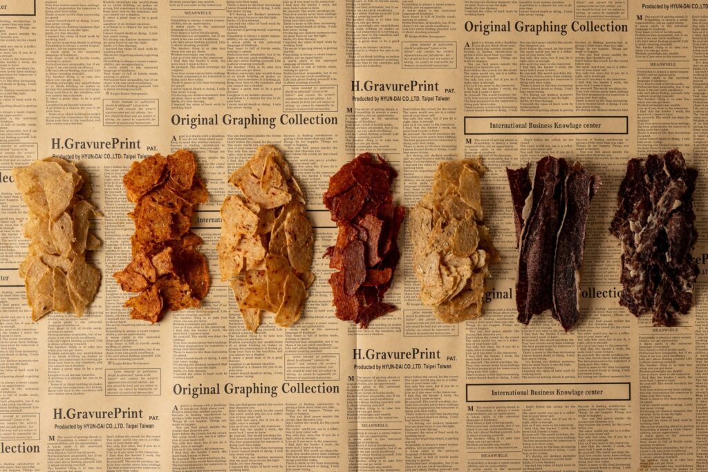 Kosher protein meat chips from Primal Krisp, including chicken and brisket flavors, served as an easy snack for kids